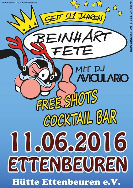 Party Flyer: Beinhart Fete 2016 am 11.06.2016 in Kammeltal